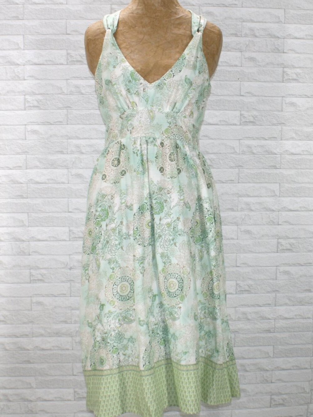ALYN PAIGE Dress Paisley Floral Pastel Summer Sleeveless Casual Blue Green Aqua